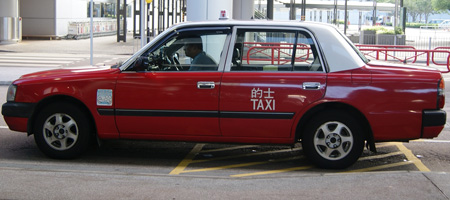 red hong kong taxi